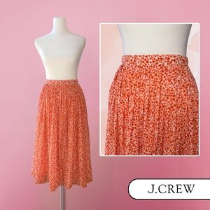J. Crew Orange Midi Length Pleated Floral Skirt - Size 12